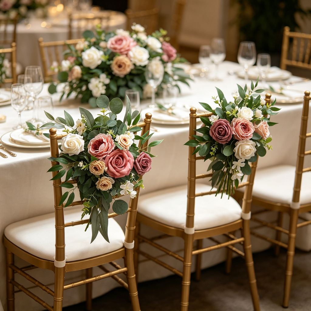 Yuejia Lot de 2 guirlandes de fleurs artificielles 19,69 pouces/50 cm pour panneau de cérémonie de mariage décors de réception de mariage décoration de table arrangements floraux