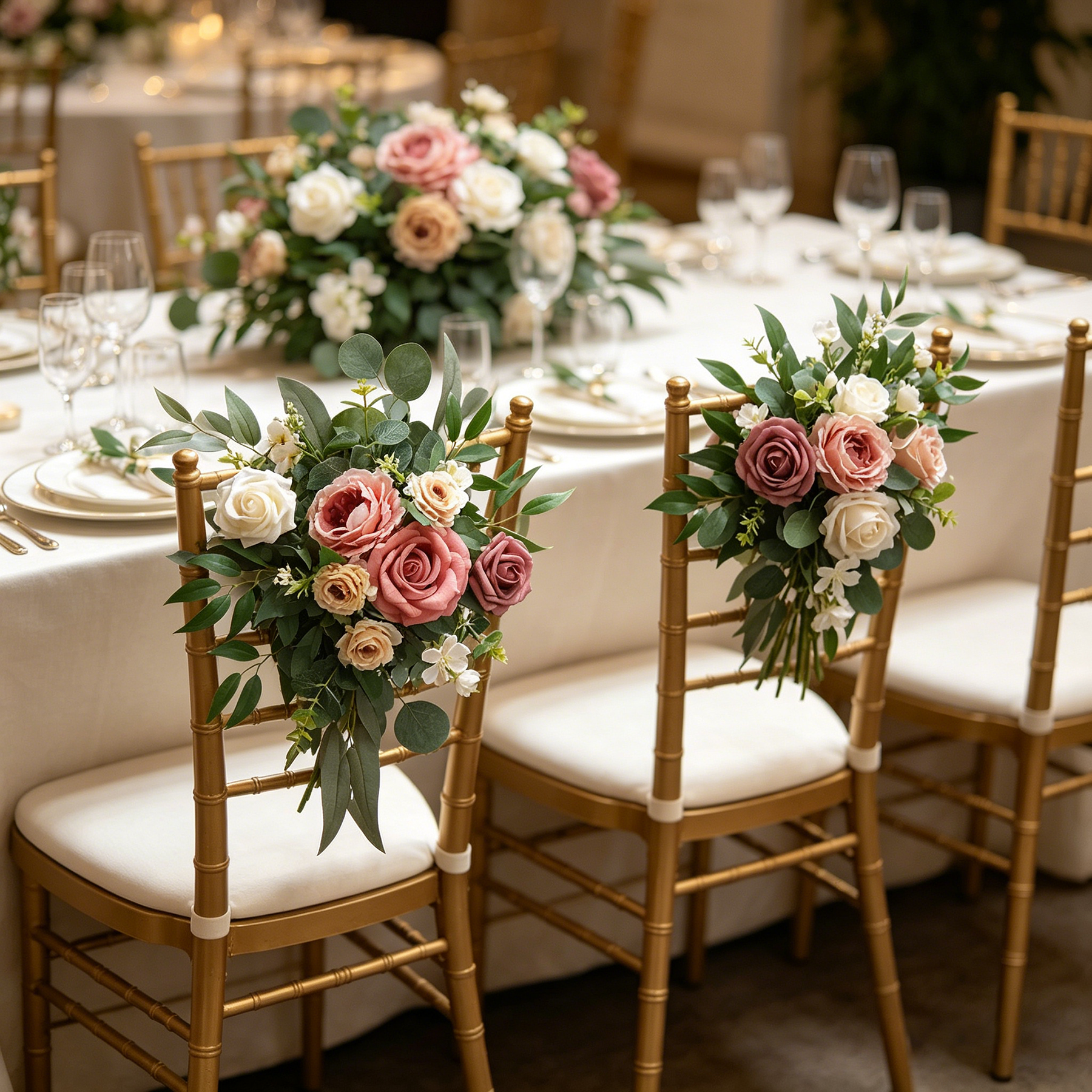 Yuejia Lot de 2 guirlandes de fleurs artificielles 19,69 pouces/50 cm pour panneau de cérémonie de mariage décors de réception de mariage décoration de table arrangements floraux