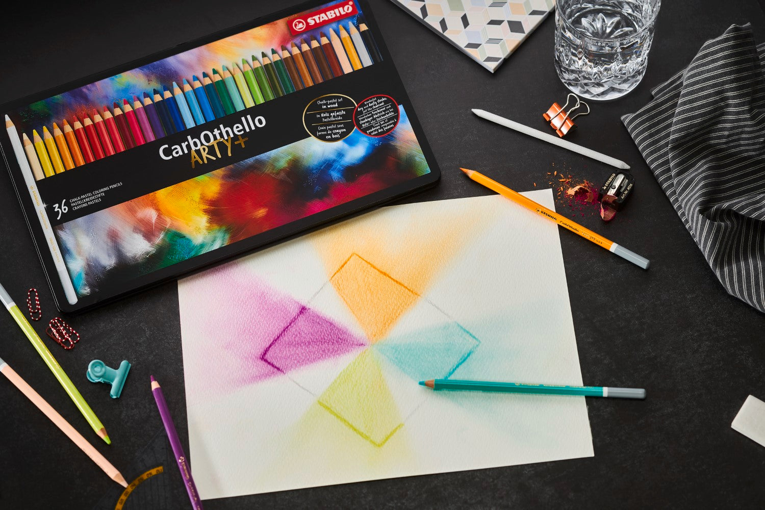 STABILO CarbOthello ARTY+ Boîte métal de 60 crayons-craie pastel