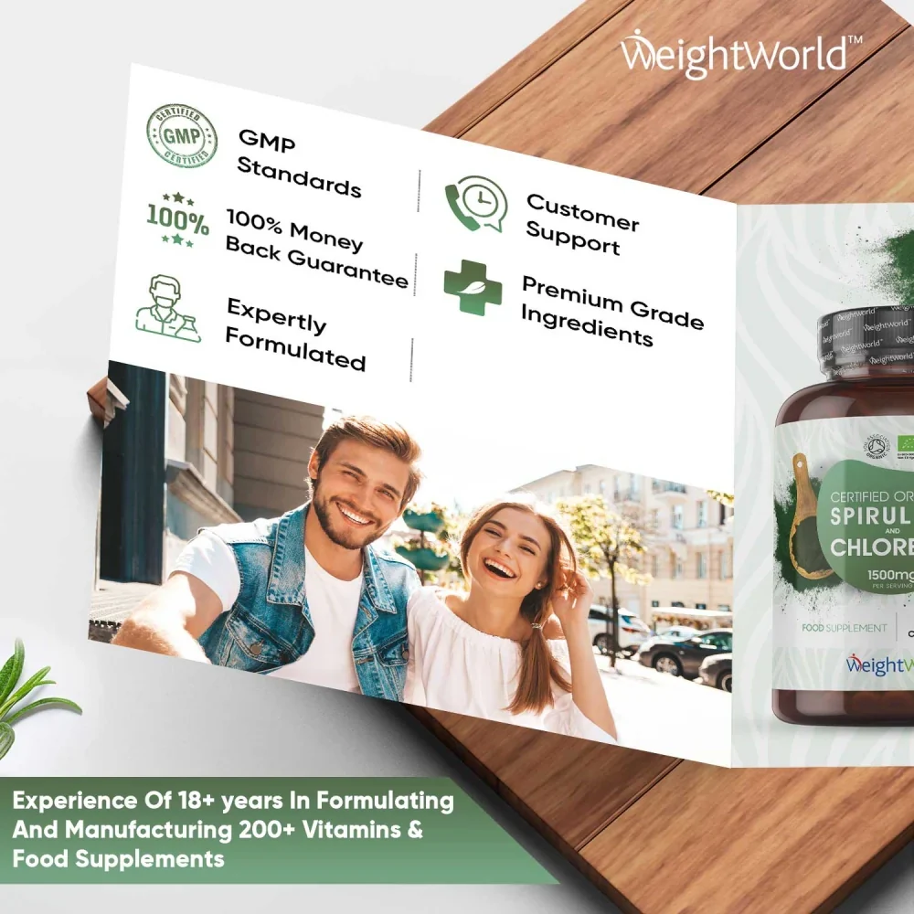 WeightWorld Spiruline et chlorella biologiques 1740 mg - 240 gélules