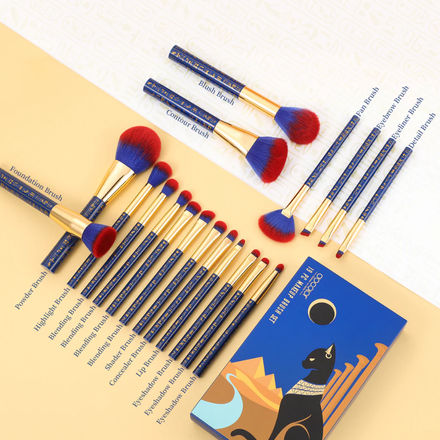 DOCOLOR Kit de 19 pinceaux de maquillage - Thème Égypte