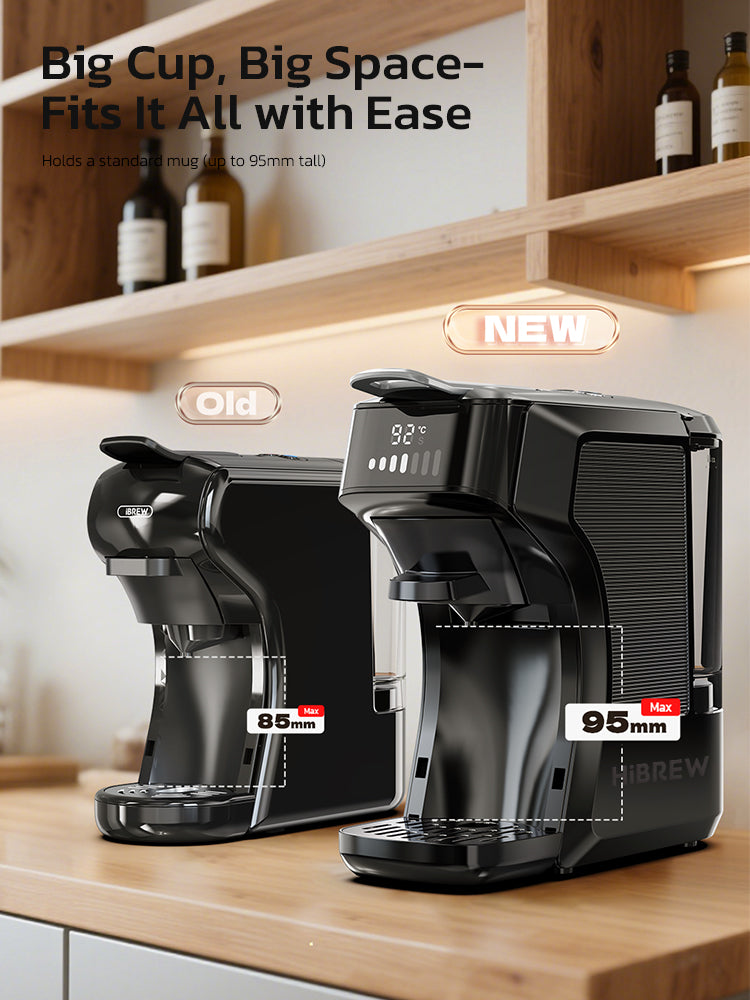HiBREW H1C Machine à café à capsules 6-en-1, Extraction haute pression 20 bars, Multi-dosettes et café moulu, Réservoir compact, Infusion chaude et froide - Noir