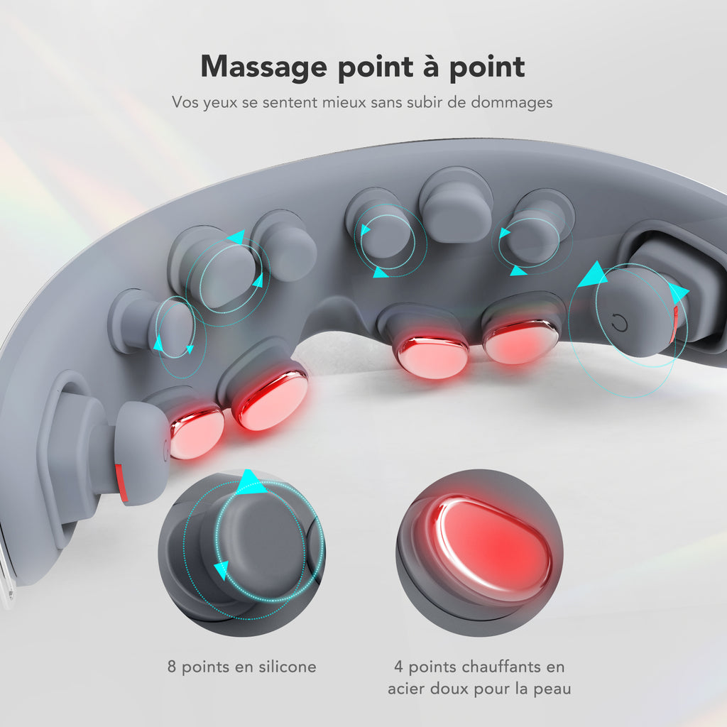 SKG E7-EN Masseur oculaire chauffant vibrant 2-en-1 avec mode musique Bluetooth et compresse chaude, Cadeau pour amoureux