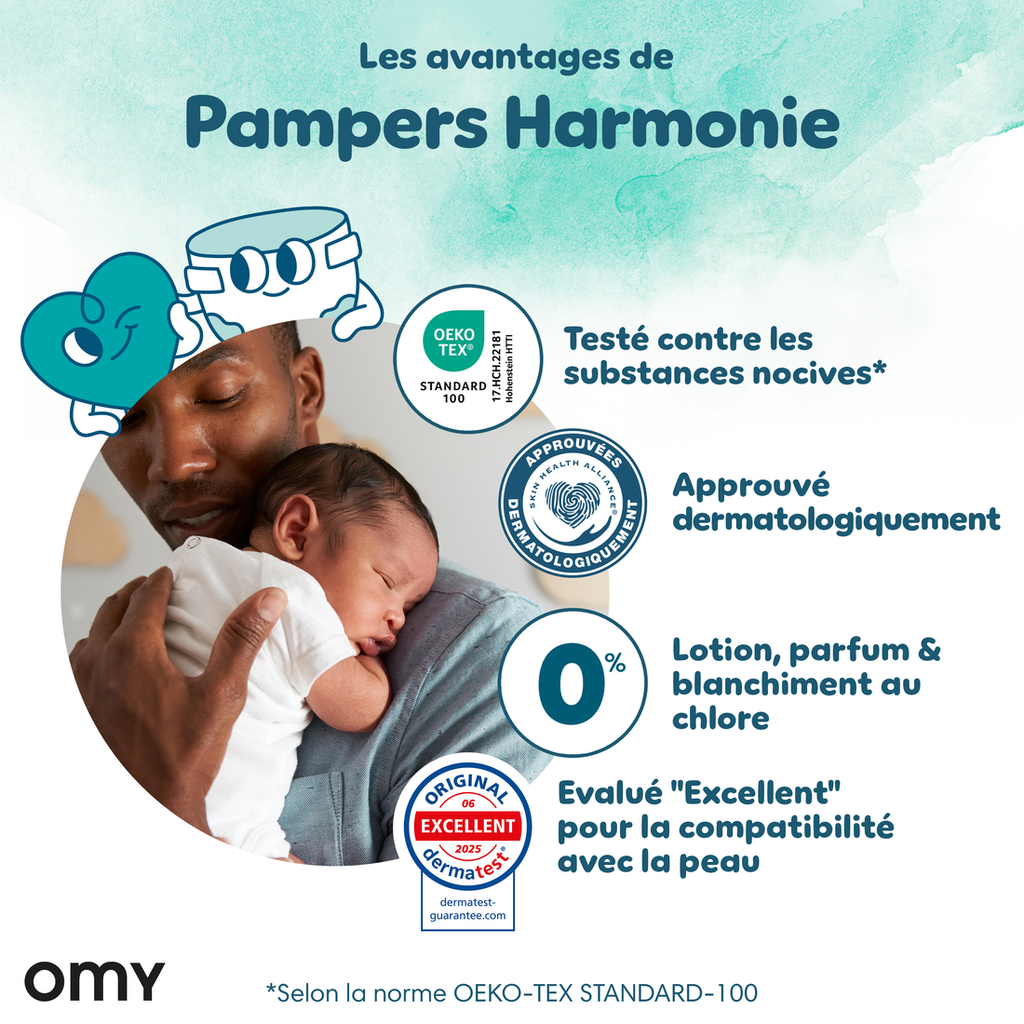 Pampers Harmonie Couches Édition Limitée, Taille 5, 72 Couches, 11kg-16kg, Conçues Pour Les Peaux Les Plus Sensibles, Maxi Economy Pack