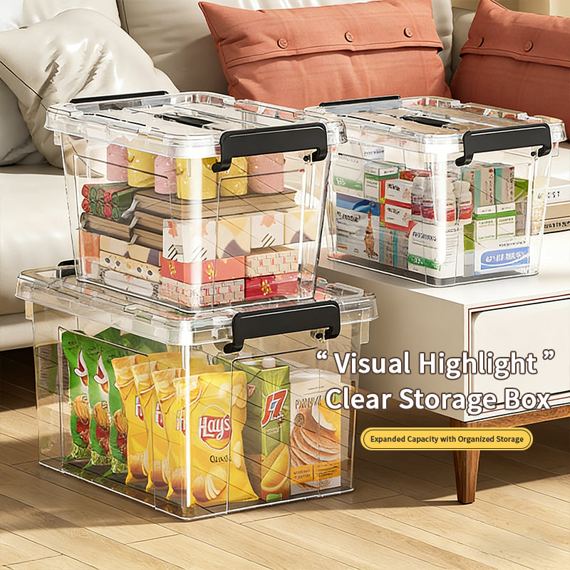 E-YAYUN Lot de 4 boîtes de rangement en plastique transparent épais 51 × 39 × 35 cm