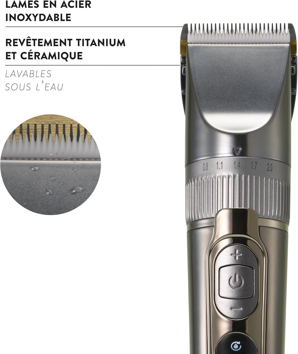 Jean Louis David Digital Clipper – Tondeuse Cheveux & Barbe Sans Fil, 25 Hauteurs de Coupe, Écran Digital