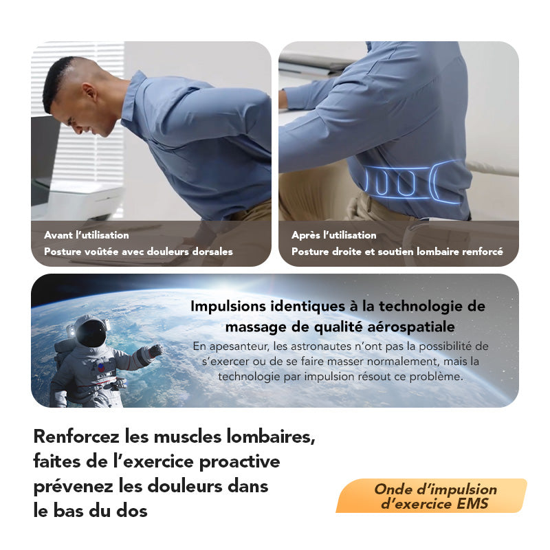 SKG GS500 Appareil de massage pour le bas du dos Soulagement des douleurs lombaires 3.0 Massage profond des tissus avec thermothérapie à lumière rouge Fin et portable Cadeau pour l'être aimé