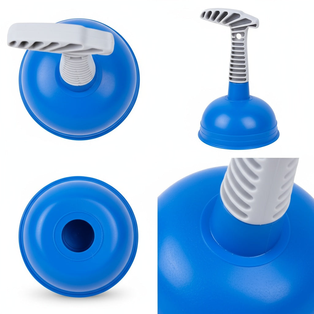 Ventouse en TPR bleu avec tête de 12 cm de diamètre et manche en plastique de 12 cm, outil d'aspiration durable