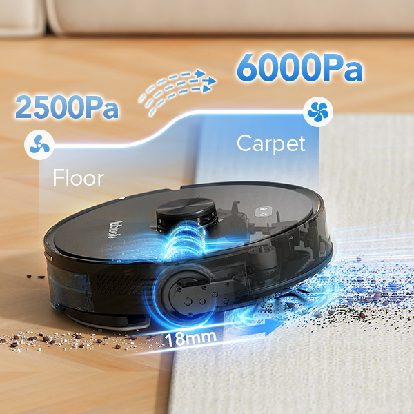 Lubluelu L15 Max Robot aspirateur laveur 3-en-1, aspiration puissante 4000 Pa, navigation laser et mémorisation de 5 cartes, 55 dB silencieux, contrôle par application, idéal poils d'animaux, tapis, sols durs