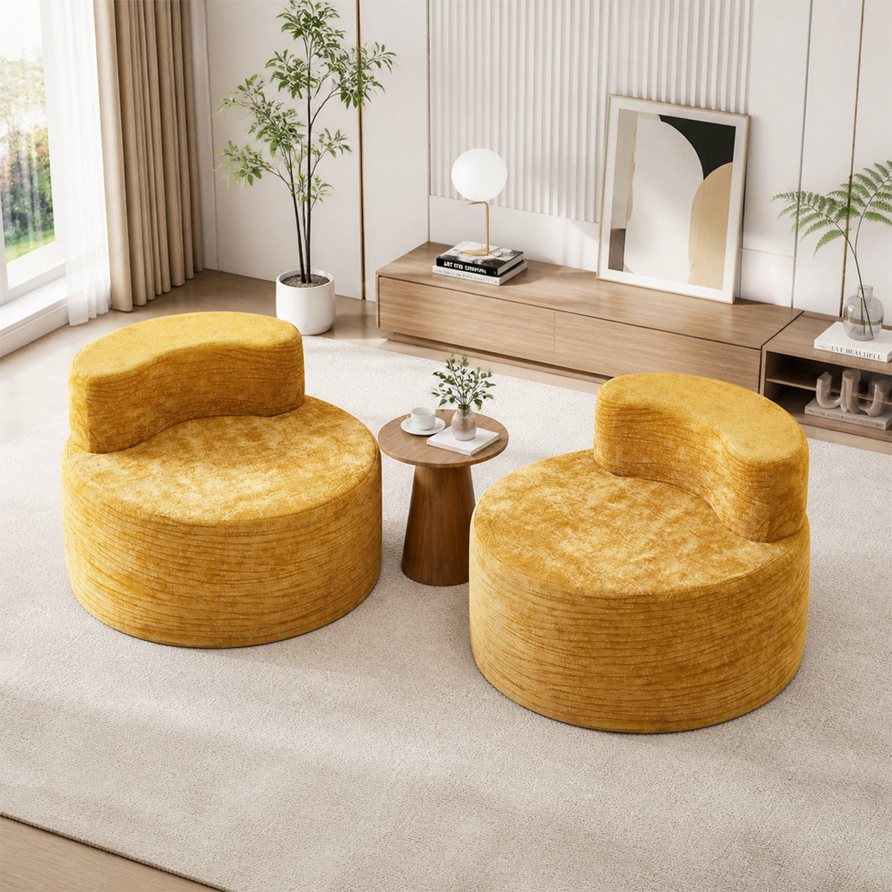 Canapé de détente pliable, sans assemblage, ultra doux, en mousse haute densité, pour salon – canapé sans structure, jaune