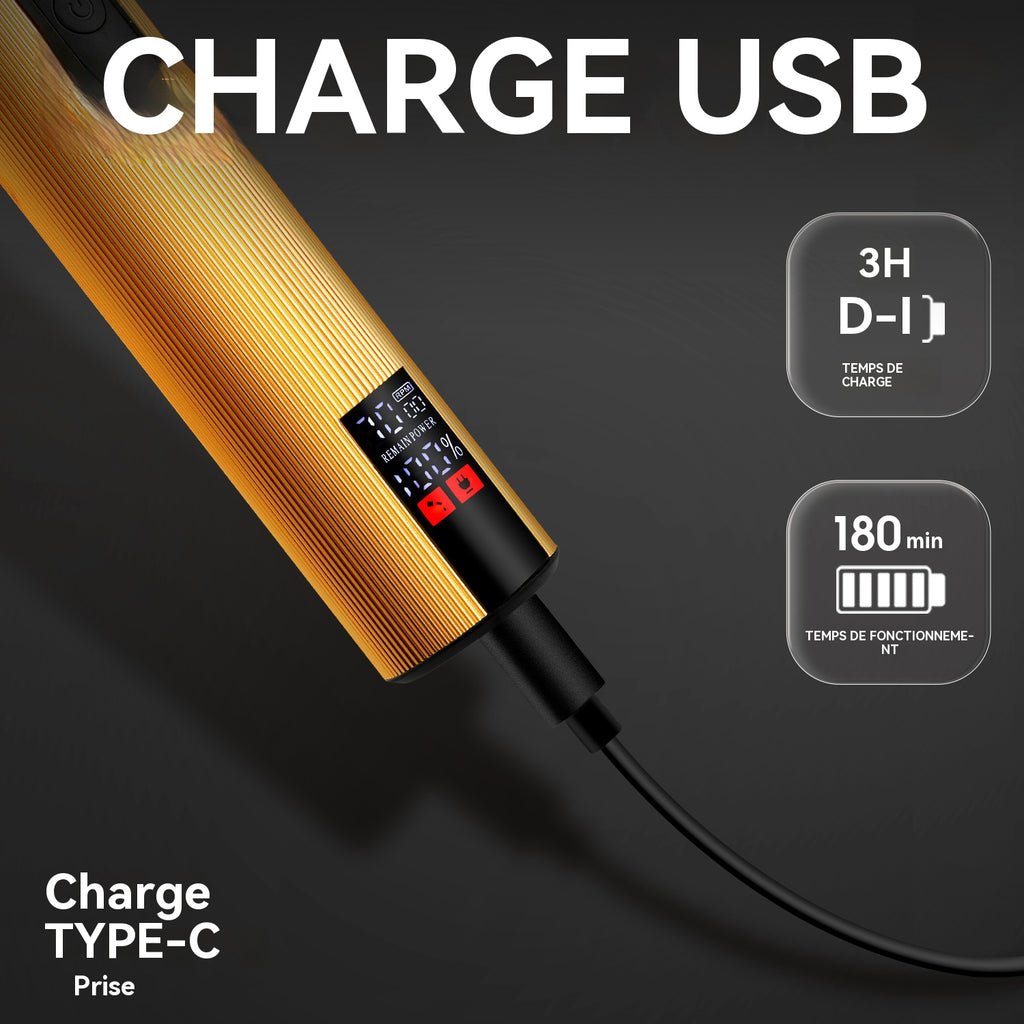 DPS Tondeuse professionnelle pour hommes, modèle 90478, tondeuse électrique sans fil avec écran numérique, moteur puissant de 5 W, batterie 2000 mAh (autonomie 180 min, recharge en 3 h)