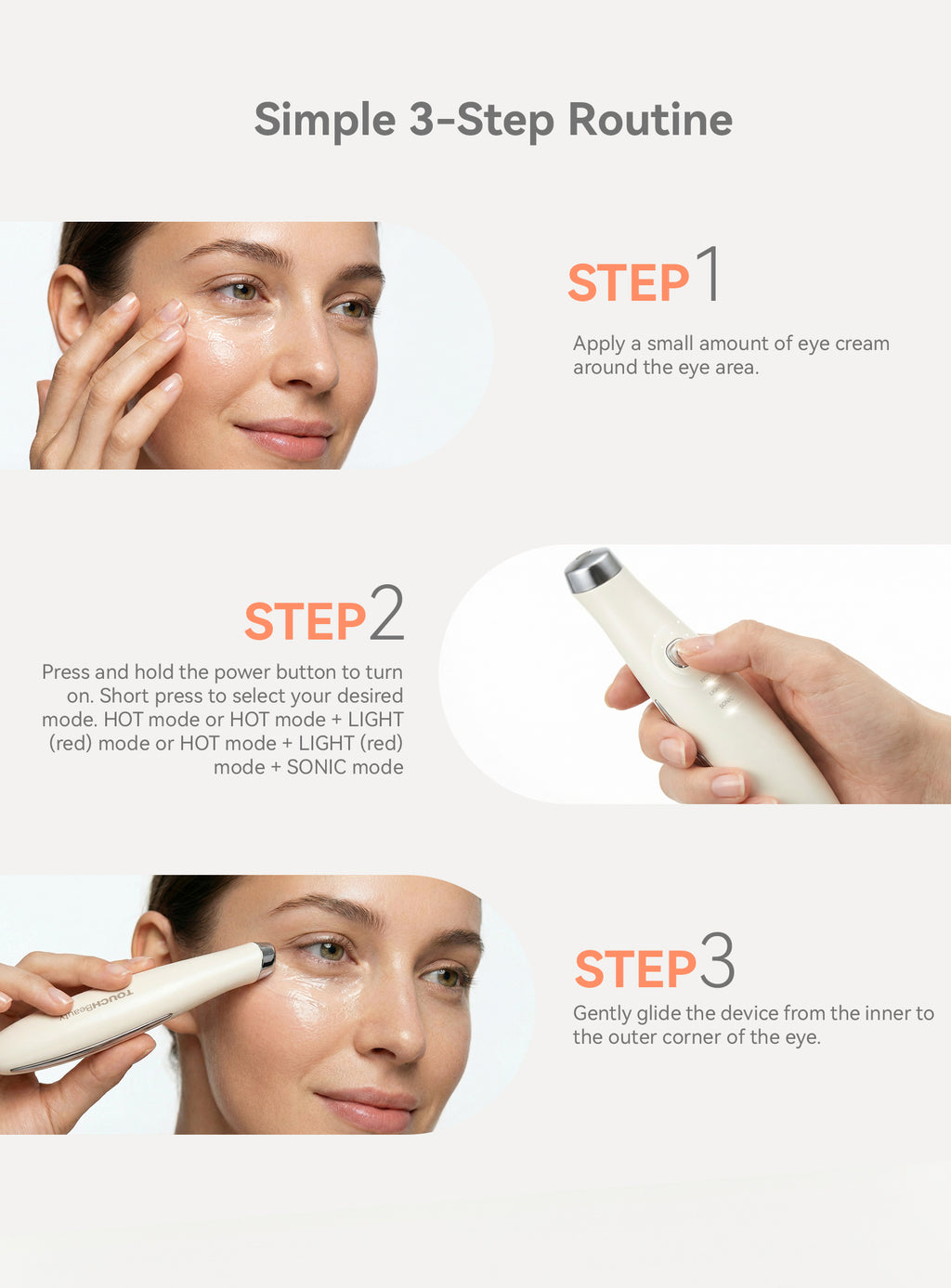 TOUCHBeauty Appareil pour le contour des yeux booster de crème TB-1662