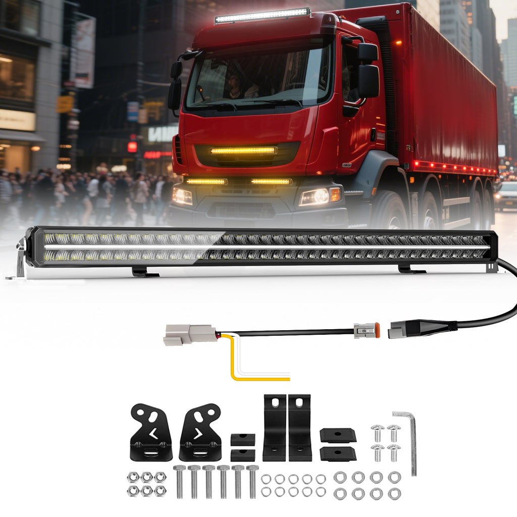 CO LIGHT Barre lumineuse LED double rangée 52 pouces, éclairage de travail anti-reflet, blanc et ambré, DRL avec supports latéraux et inférieurs, pour SUV et VTT