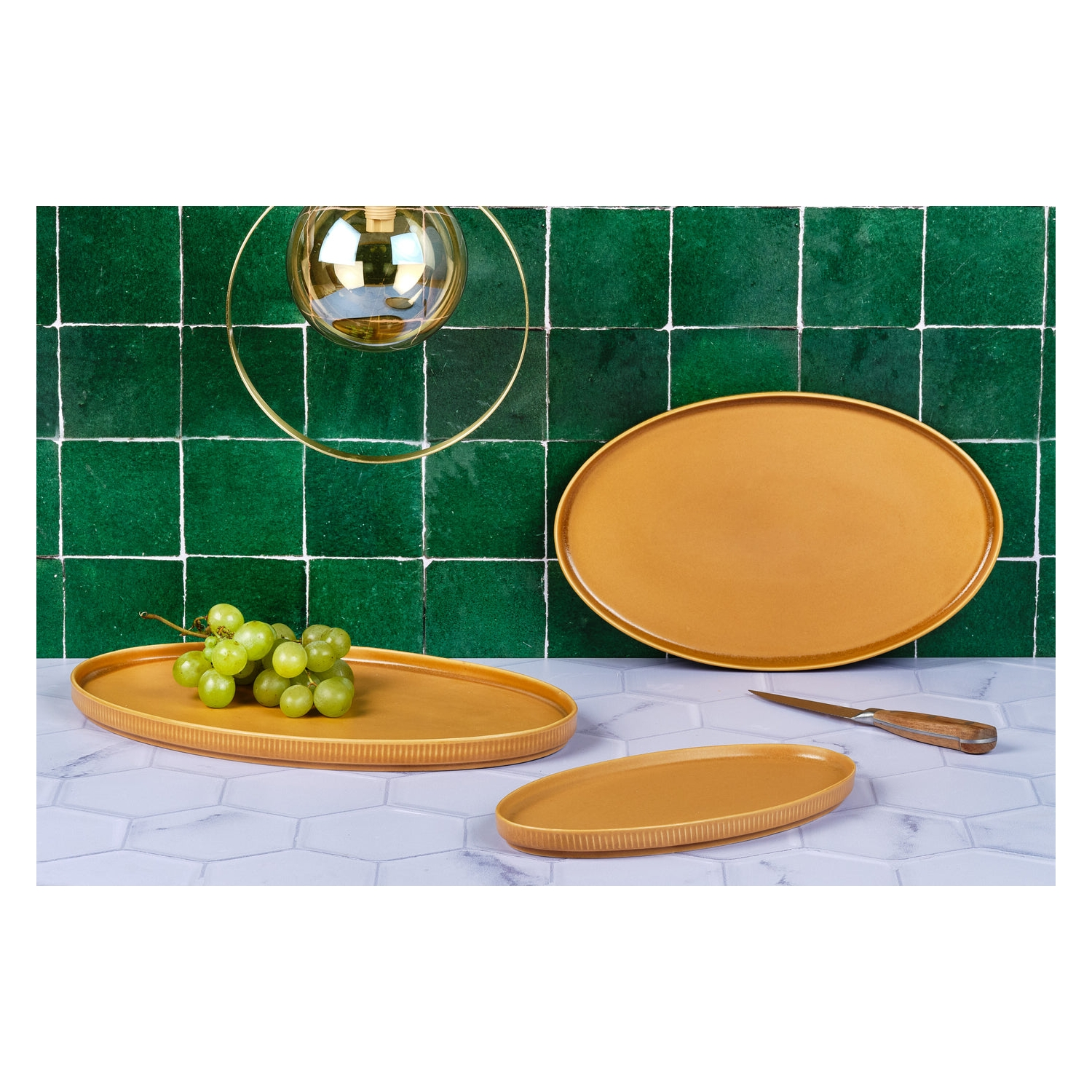 BJÖRN Lot de 3 plateaux de service SCANDI - Ocre