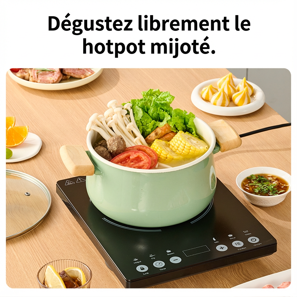 Ochama Plaque à induction 2000 W avec commande tactile, Panneau en verre résistant, 10 niveaux de puissance et 6 fonctions, Réchaud électrique pour cuisine domestique, Plaque de cuisson à induction