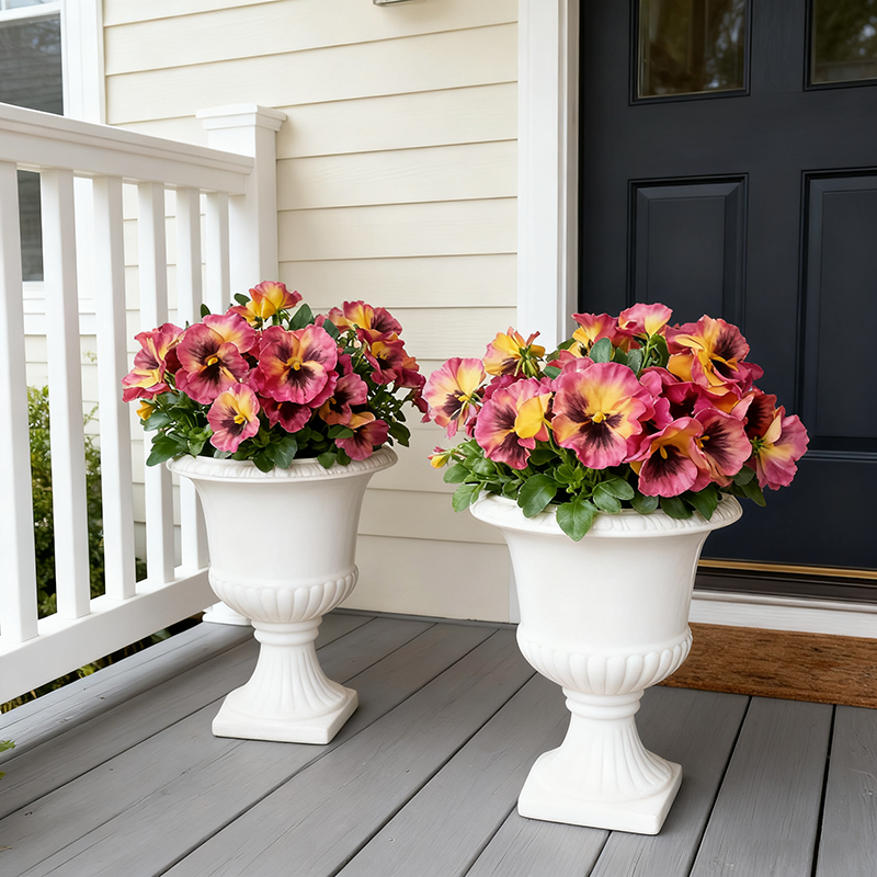 Yuejia 4 pièces 11 po/28 cm pensées artificielles, fausses fleurs d'extérieur, plantes en plastique, fleurs artificielles en soie pour porche d'entrée, jardin, jardinière de fenêtre