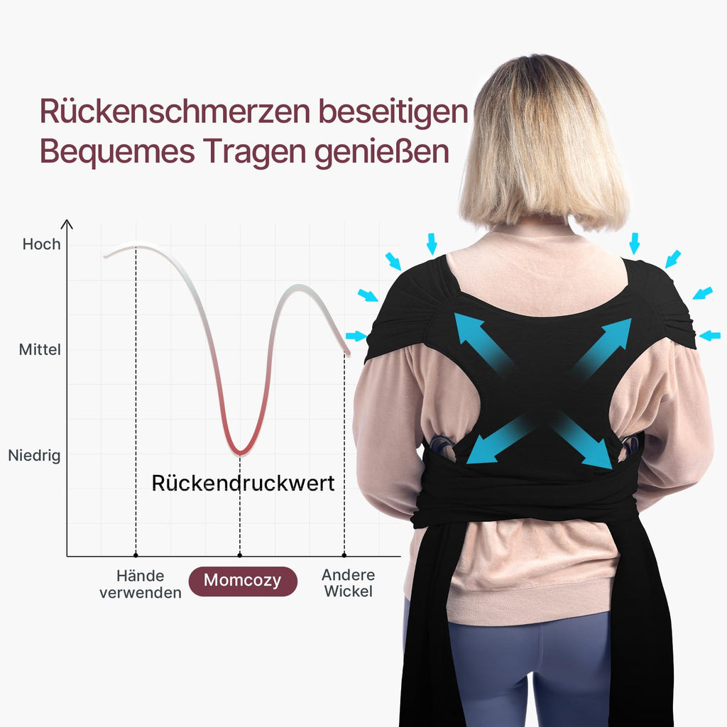 Momcozy Écharpe de portage bébé en polyester-élasthanne BJ001 - Noir