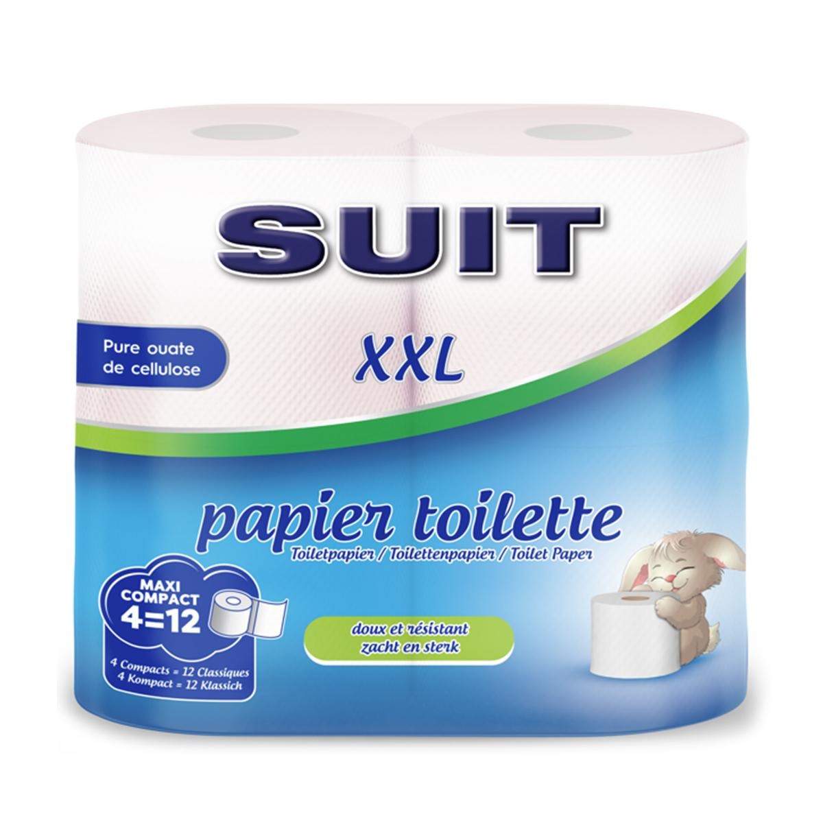SUIT Papier Toilette Format Compact, 2 Plis, 420 Feuilles par Rouleau, 4 Rouleaux