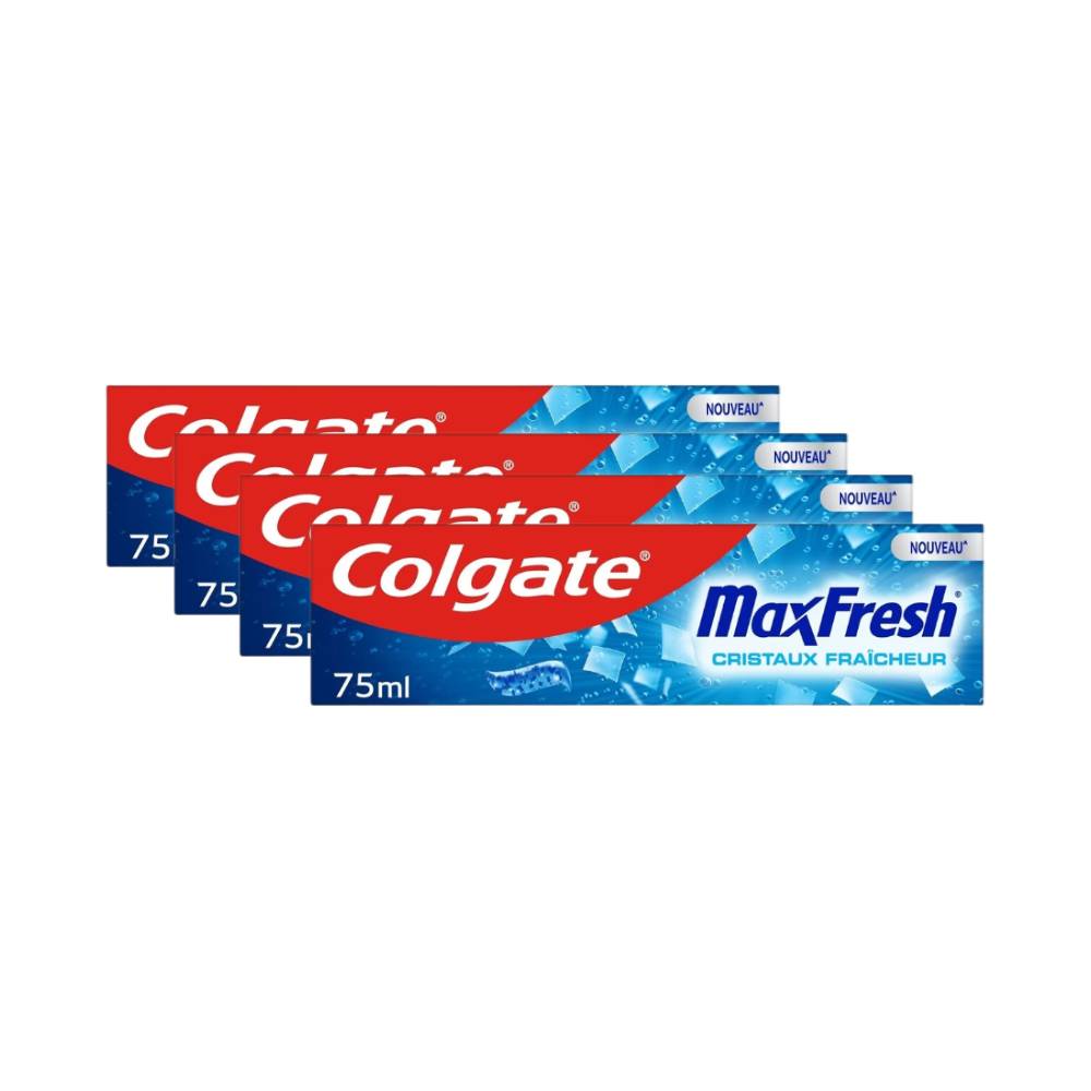 Colgate Max Fresh Dentifrice Fraîcheur Cristalline - 75 ml - Lot de 4 (4 x 75 ml = 4 tubes)