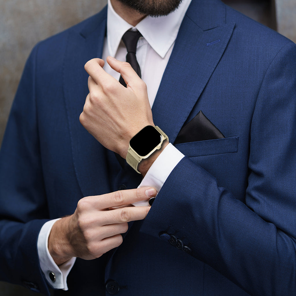 Uni-unzeit Bracelets pour Apple Watch (S11/10 42 mm)+(40 mm/41 mm/38 mm) Or champagne (cercle)