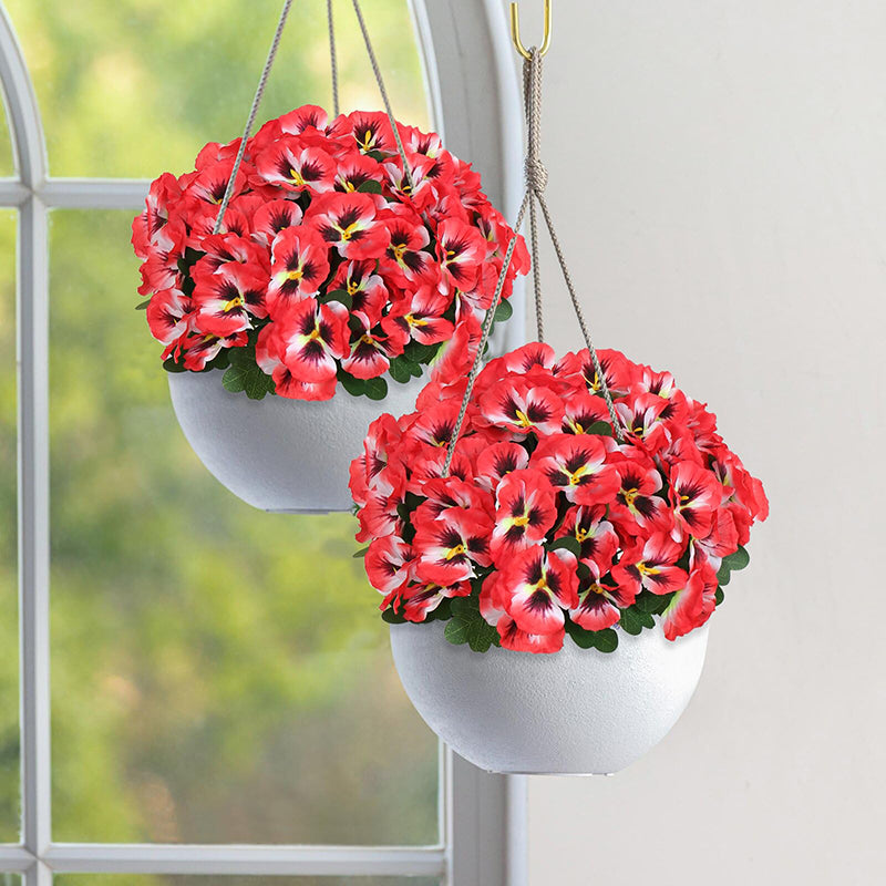 Yuejia Bouquet de 4 fleurs artificielles pensées 28 cm - Rouge