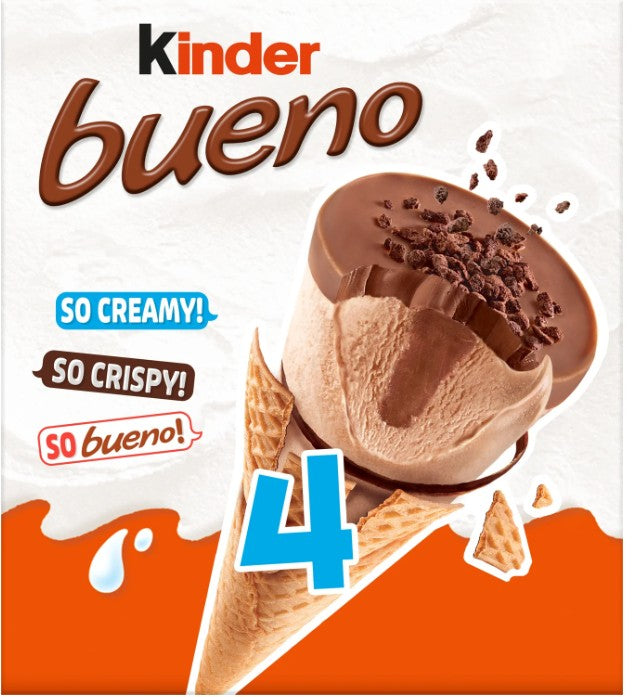 KINDER BUENO Cônes Noisettes et Chocolat blanc x4 248g