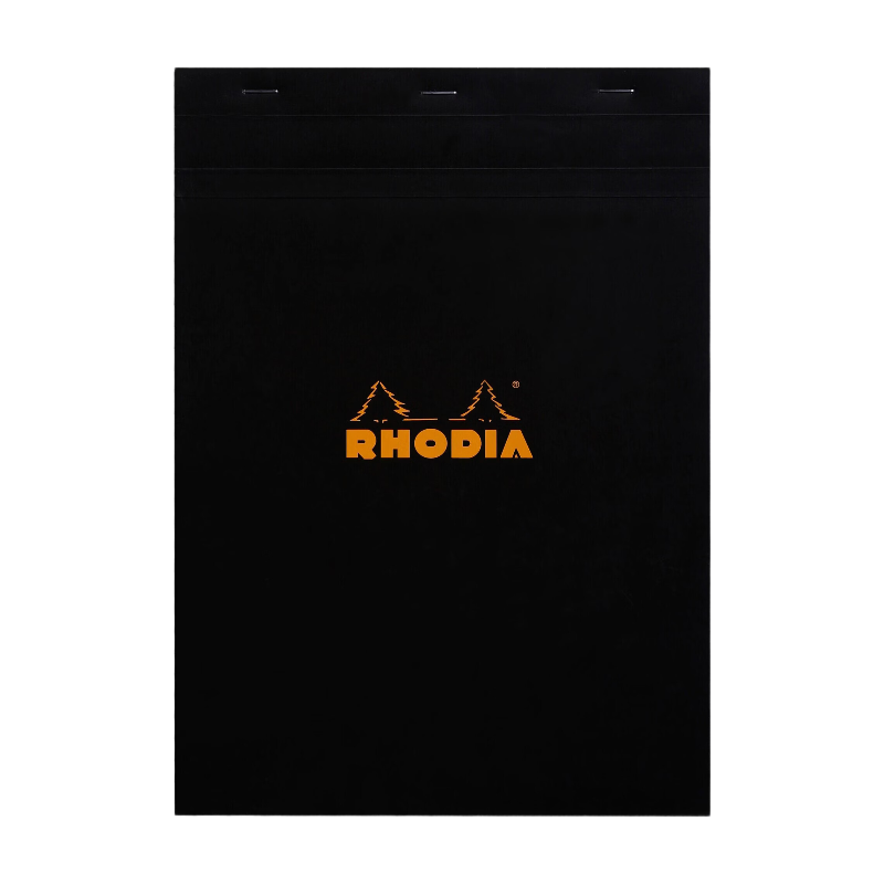 CLAIREFONTAINE Bloc agrafé Rhodia BLACK N°18 21x29,7 cm 80 feuillets petits carreaux 5x5 80 g