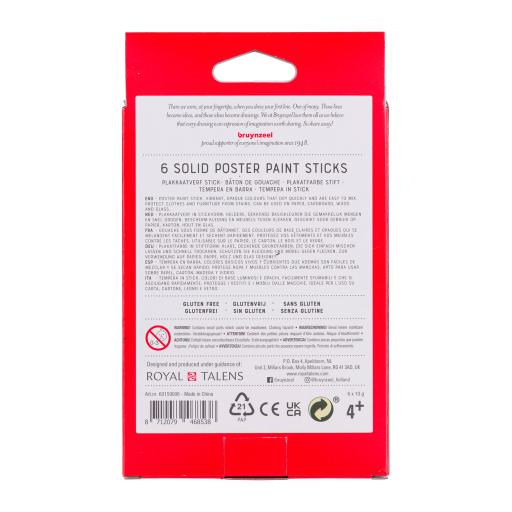 Bruynzeel Set de bâtons de gouache Basic | 6 couleurs