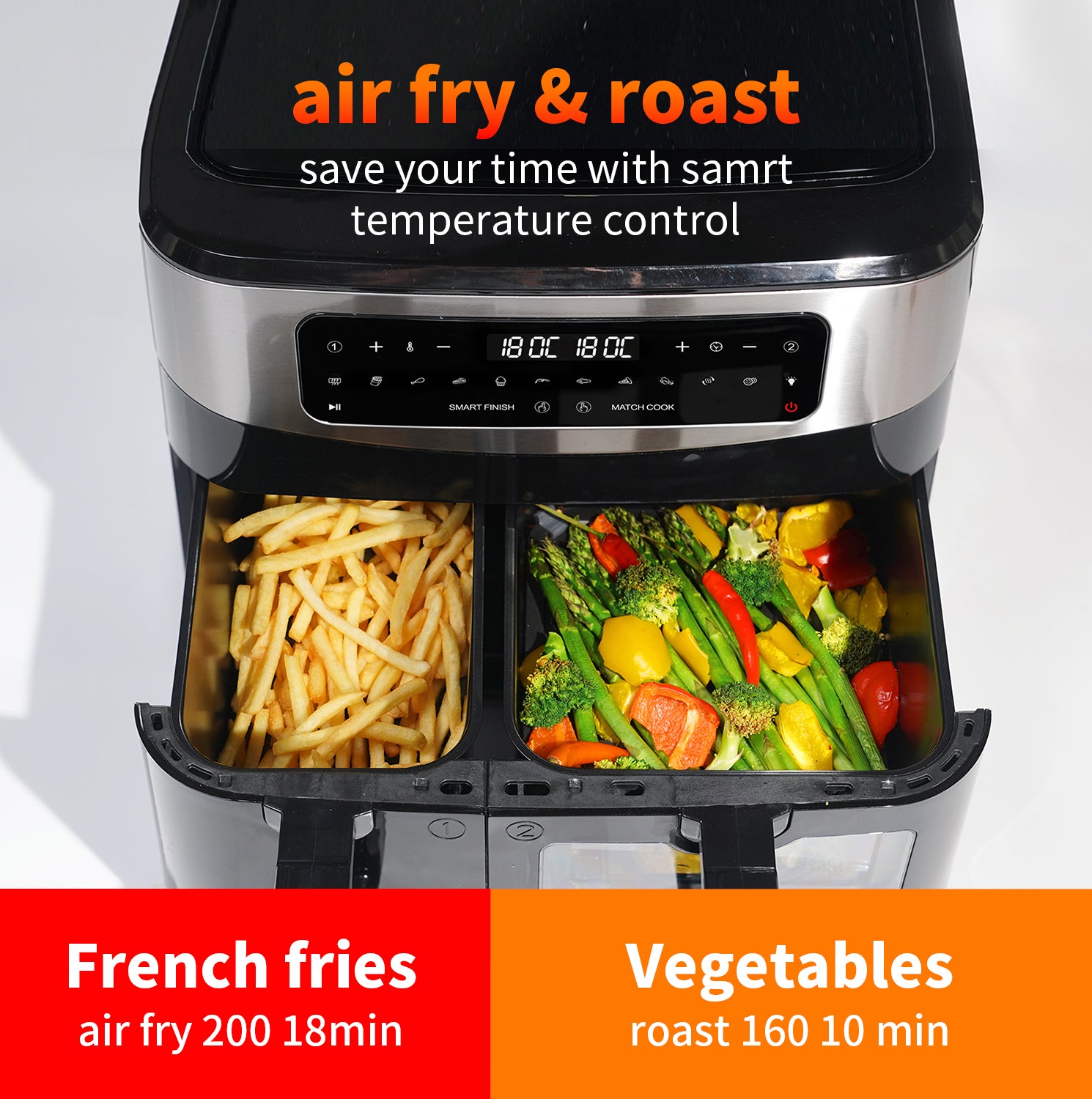 TOKIT Friteuse sans huile à double compartiment 10 L 220 V~240 V/2850 W