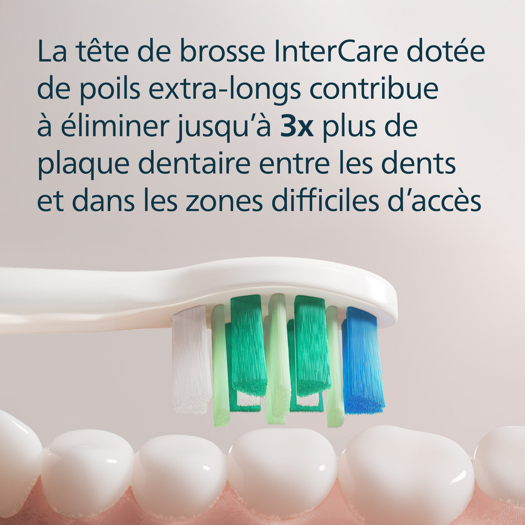 Philips Sonicare I InterCare HX9004/87 Têtes de brosse à dents électriques - nettoyage interdentaire ciblé, brins extra-longs, compatible BrushSync, lot de 4 - Blanc