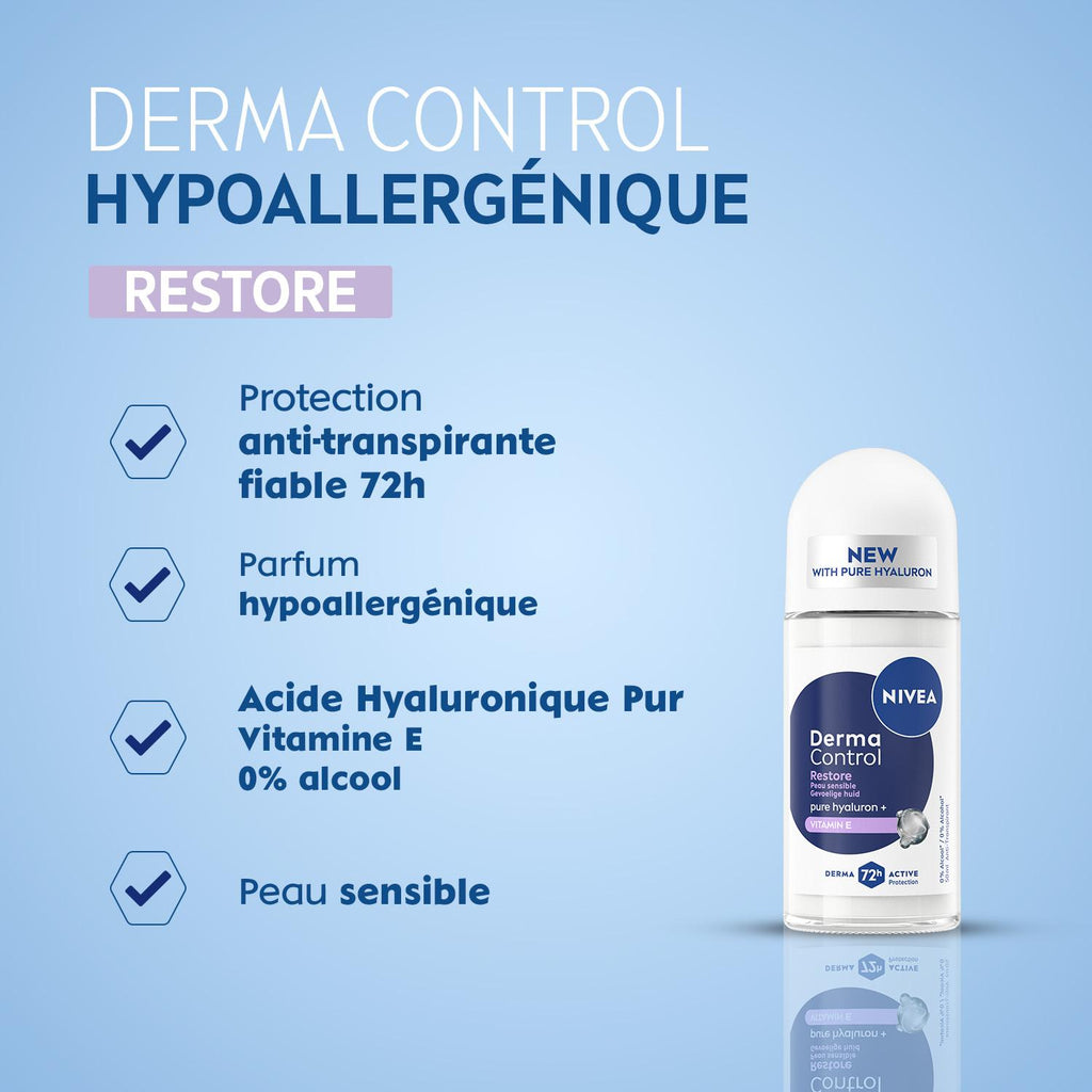 NIVEA Déodorant Femme Aisselles Derma Control Restore Protection 72h Bille 50 ml