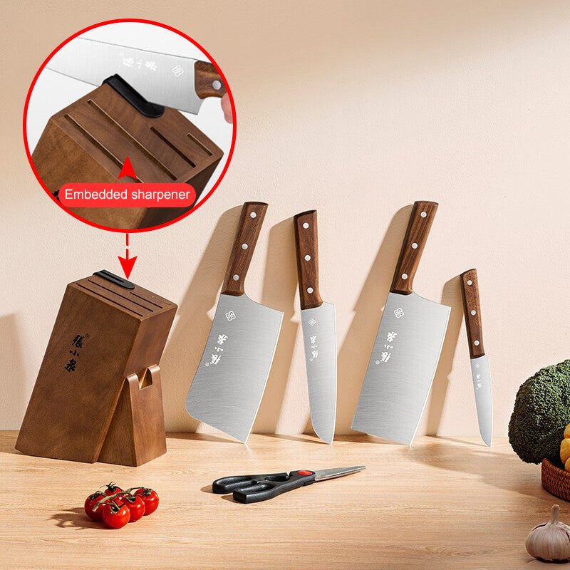 Zhang Xiaoquan Kit d’outils (porte-outils en bois + plusieurs outils + ciseaux) Kit d’outils pour la maison et la cuisine