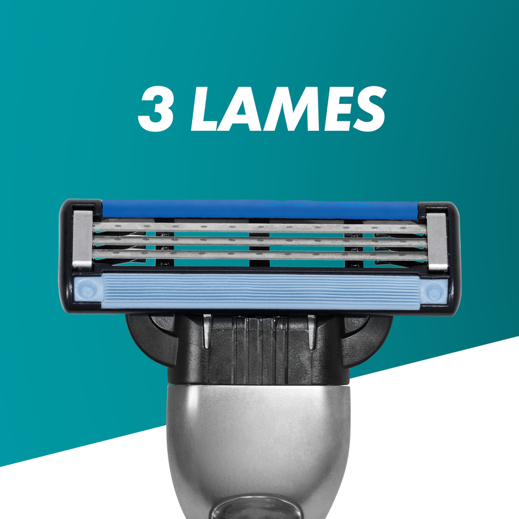 Gillette Rasoir Homme Mach 3, avec 3 Recharges, Noir | Manche Réutilisable, Cartouche à 3 Lames en Acier Inoxydable, Bande Lubrifiante, 1 Recharge Jusqu’à 15 Rasages
