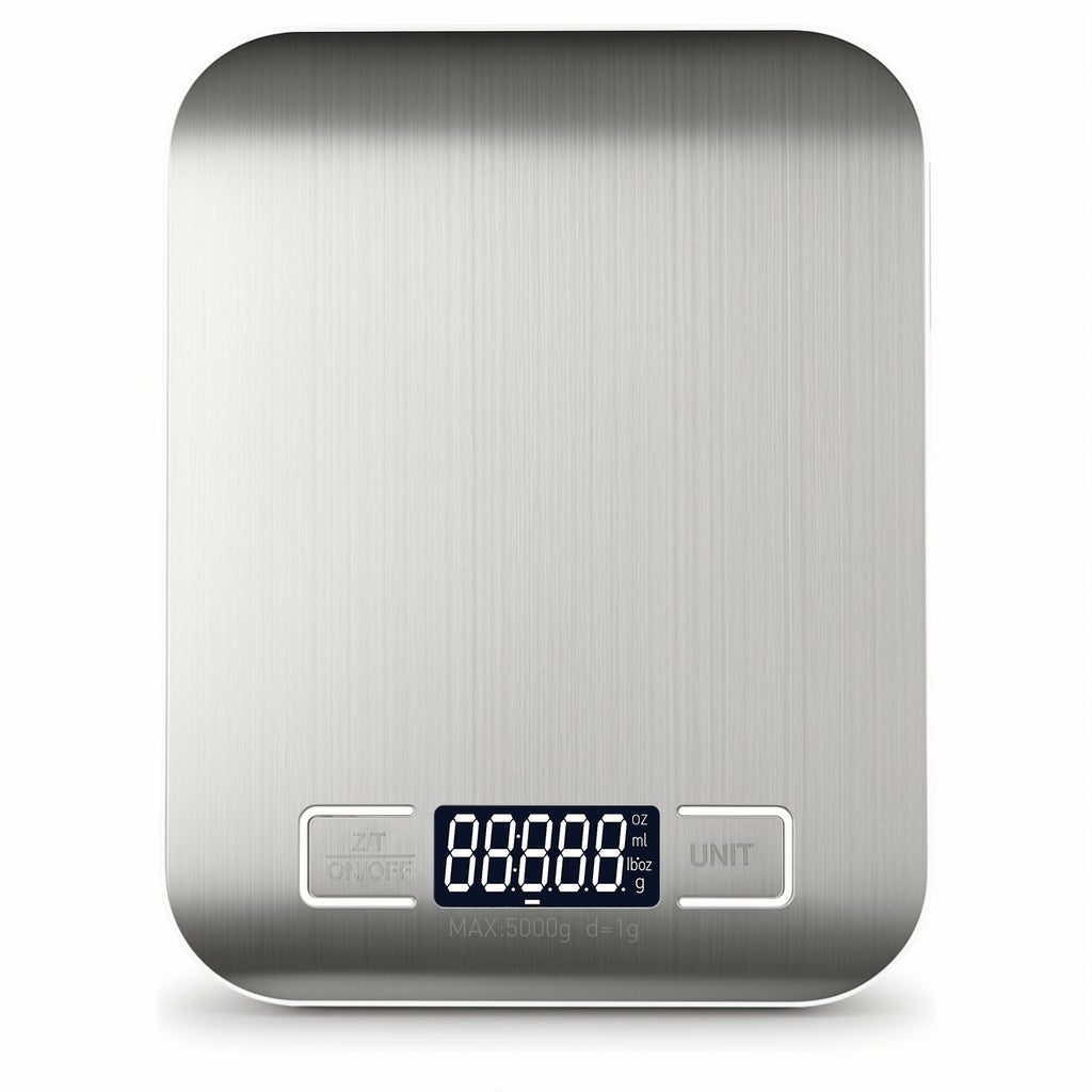 Balance de cuisine électronique Vivreal CFC-03White, capacité de 5 kg/précision de 1 g, commutation multi-unités, panneau anti-empreintes digitales en acier inoxydable, pour une utilisation en cuisine, blanc