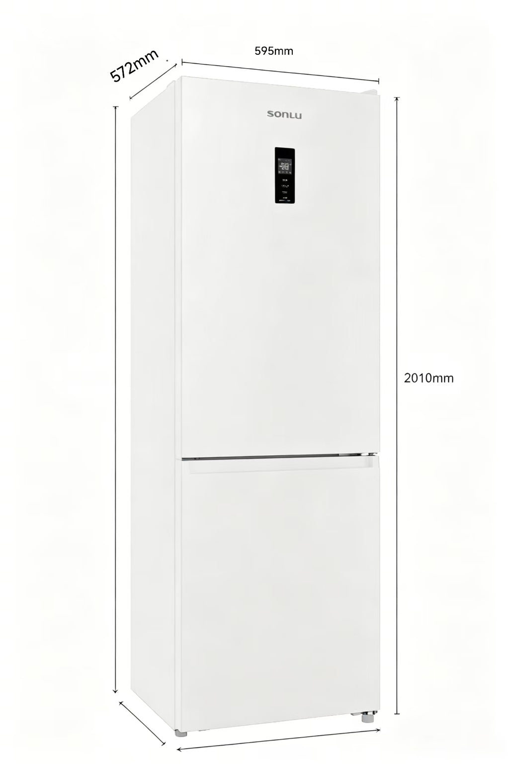 Sonlu CD‑400RW 355L Réfrigérateur‑congélateur combiné, Capacité du réfrigération 252L, Capacité du congélation 103 L Largeur 60 cm, design compact, compresseur inverter, charnières de porte réversibles, régulation électronique de la température,