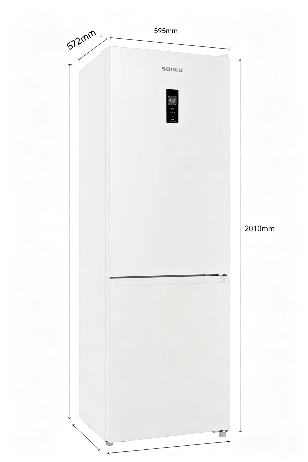 Sonlu CD‑400RW 355L Réfrigérateur‑congélateur combiné, Capacité du réfrigération 252L, Capacité du congélation 103 L Largeur 60 cm, design compact, compresseur inverter, charnières de porte réversibles, régulation électronique de la température,