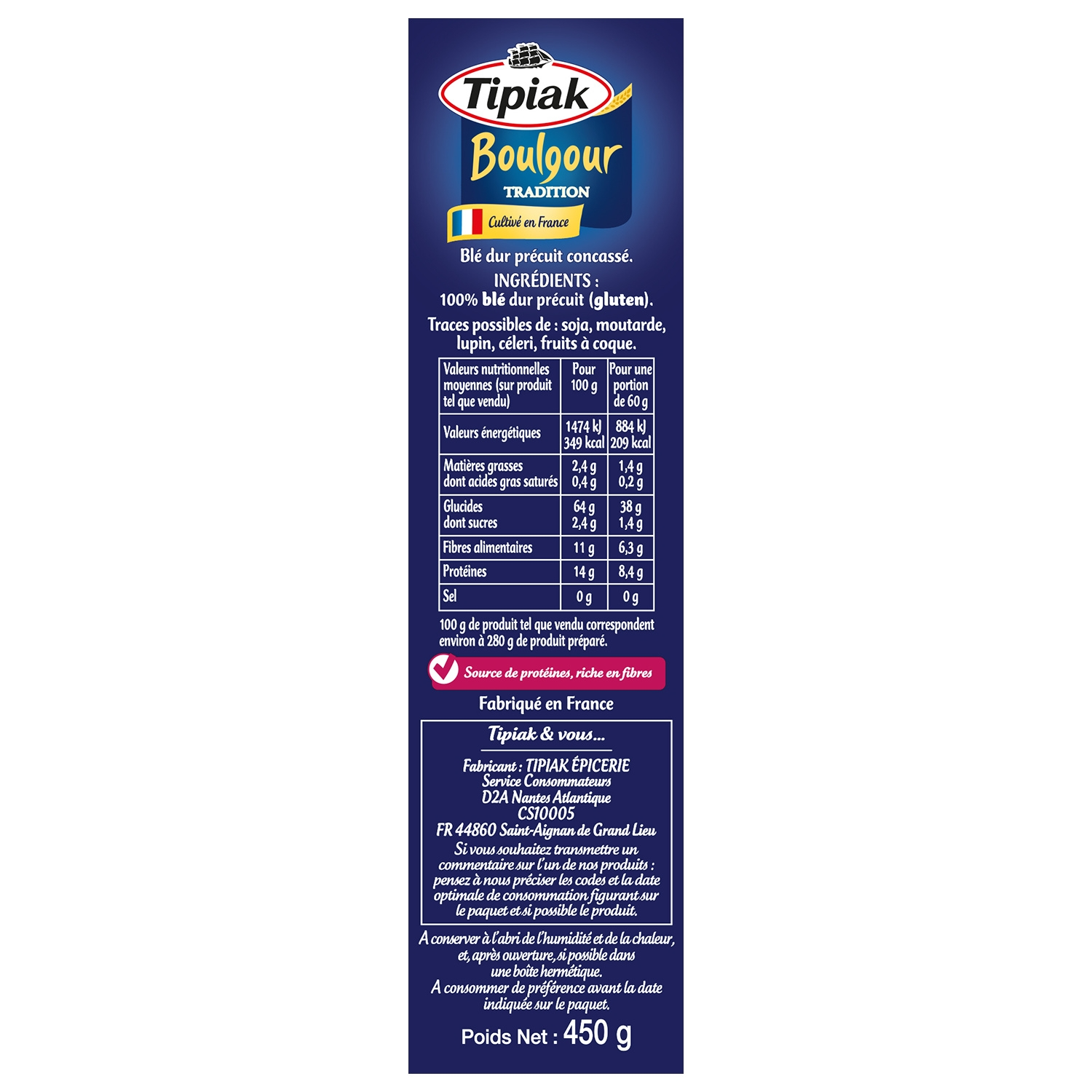TIPIAK Boulgour Tendre et Fondant 8min 450g