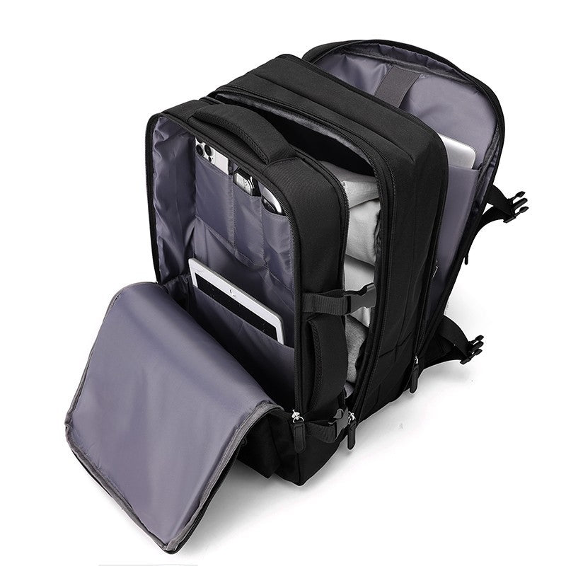 Sac à dos de voyage professionnel extensible, sac à dos résistant à l'eau pour ordinateur portable 15,6 pouces avec port de charge USB externe, sac de jour décontracté à multiples poches pour