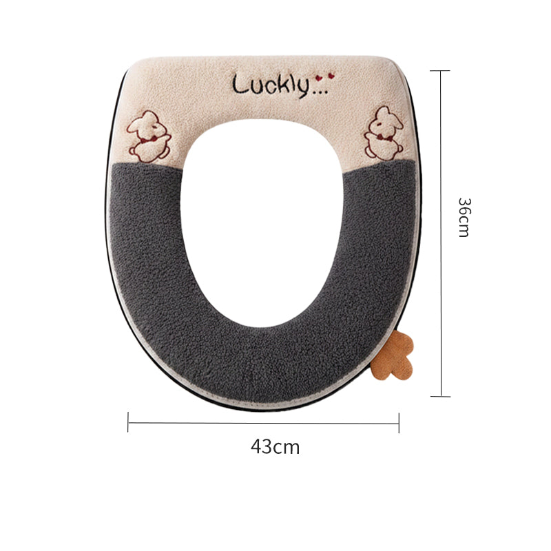 JORDAN&JUDY Lot de 2 coussins de WC en peluche avec fermeture éclair, amovibles et lavables, pour la maison, gris et bleu foncé