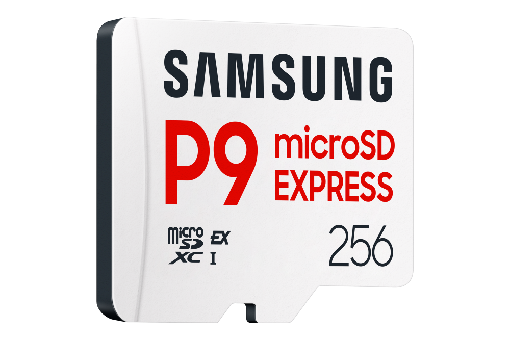 Samsung P9 Express Carte mémoire MicroSDXC 256 Go, U3 V30 A1, PCIe Gen3 x1 NVMe 1.3, jusqu’à 800 Mo/s SD Express, MB-MK256T/WW