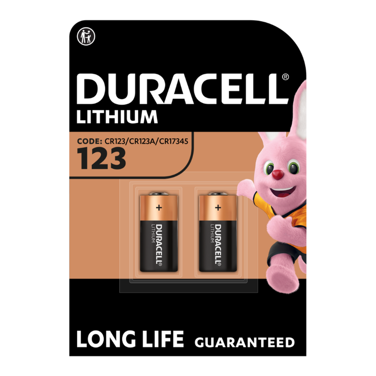 DURACELL CR123 Lot de 2 piles au lithium haute puissance 3V CR123A / CR17345, puissance longue durée