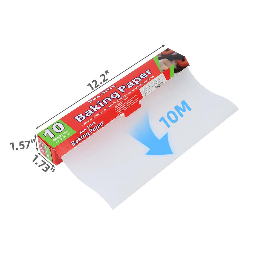 Rouleau de Papier Cuisson Antiadhésif 30cm*10m, Feuilles Prédécoupées Résistantes à la Graisse pour Four et Friteuse à Air, Papier de Cuisson Non Blanchi