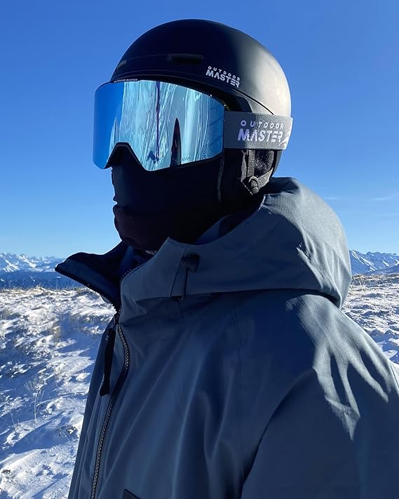 OutdoorMaster Set masque de ski Falcon Zeiss Monture noire Uniform ML Bleu + Hydro VLT 27 % pour Adultes