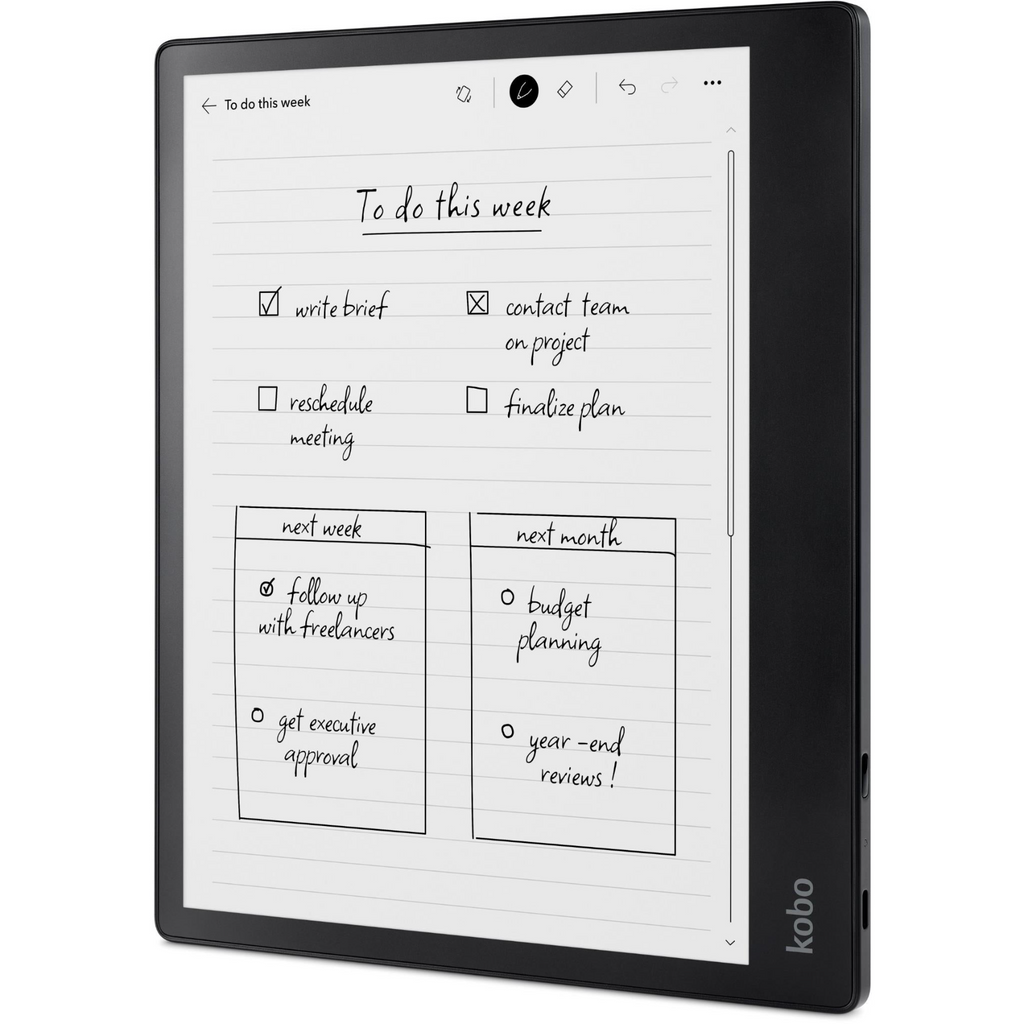 Liseuse Kobo Elipsa 2E - Écran Tactile Carta E Ink sans Reflets de 10.3” avec ComfortLight Pro - Inclus Kobo Stylus 2- Option Mode Sombre - Livres Audio - 32 Go de stockage - Noir