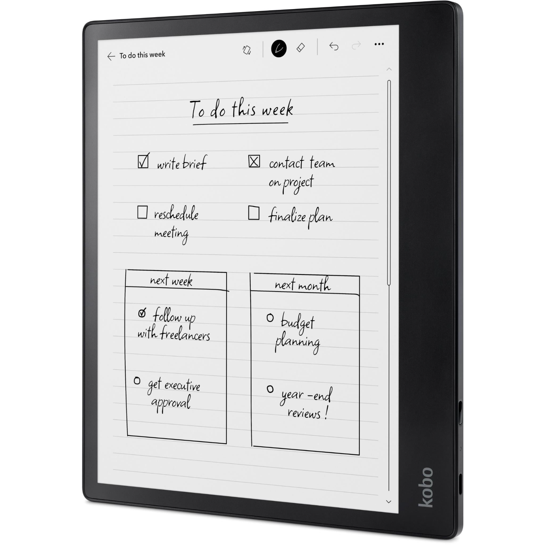 Liseuse Kobo Elipsa 2E - Écran Tactile Carta E Ink sans Reflets de 10.3” avec ComfortLight Pro - Inclus Kobo Stylus 2- Option Mode Sombre - Livres Audio - 32 Go de stockage - Noir