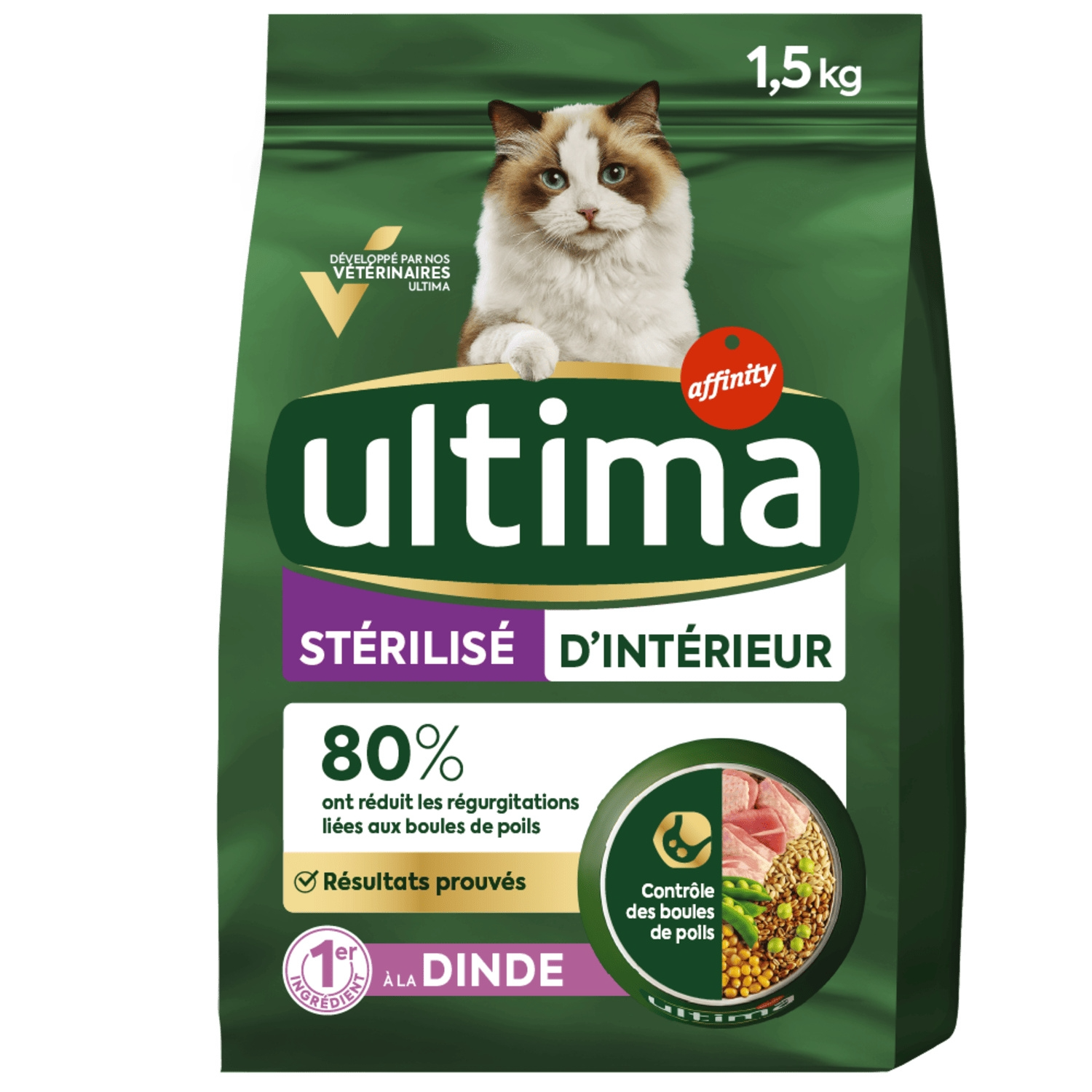 Ultima Aliment pour chat stérilisé d'intérieur à la dinde - 1,5 kg