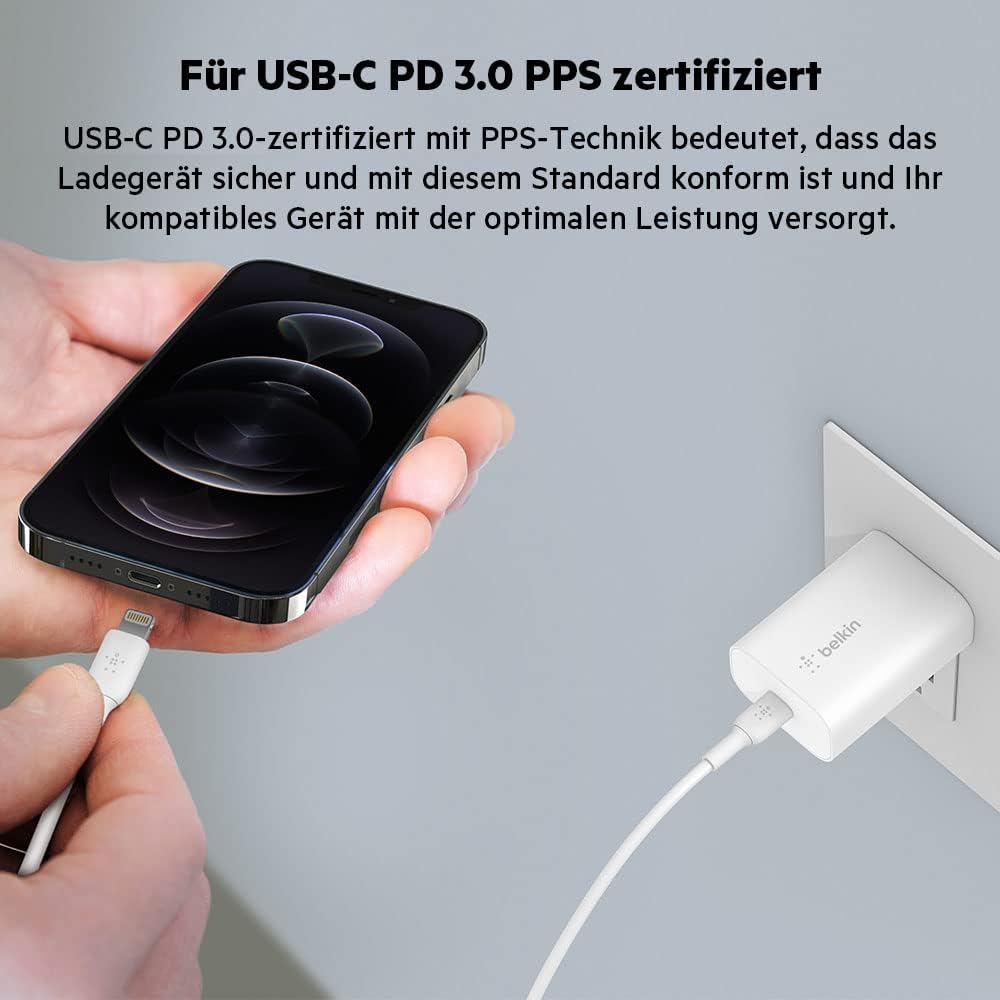 Belkin BOOST CHARGE Chargeur mural USB-C PD PPS 25 W simple port - blanc