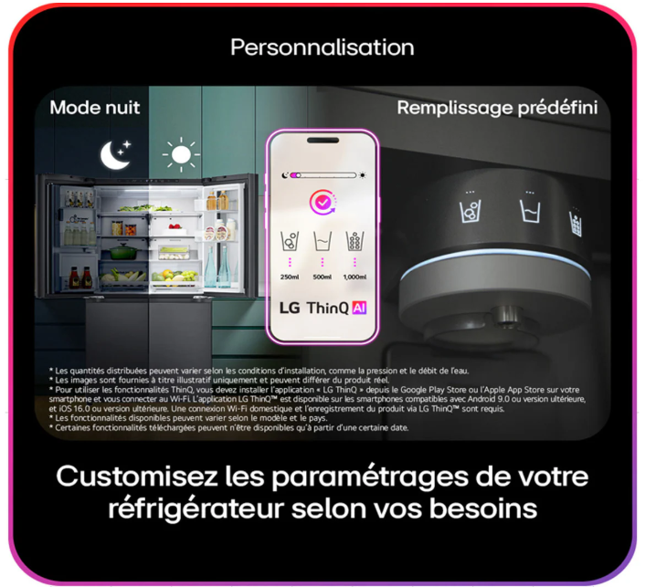 LG GSXE90BSAD Réfrigérateur américain 628 L Acier inoxydable Classe énergétique D