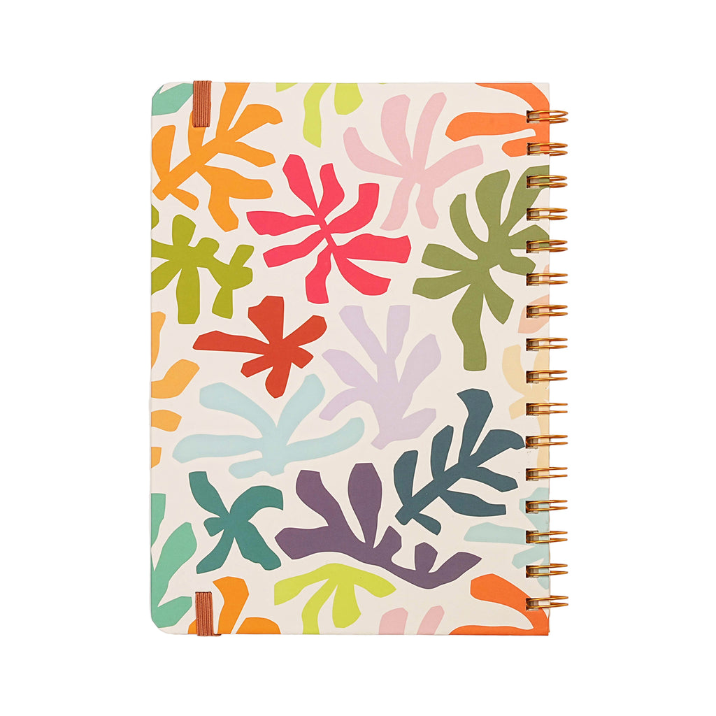 Jubiluu Carnet ligné A5 à spirale et couverture rigide - 96 feuilles 100 g papier offset, avec élastique - Journal ligné crème classique pour écriture, école, bureau et cadeaux - Feuilles corail