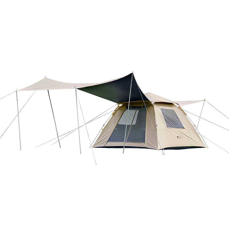 Mobi Garden, Tente de camping automatique à ouverture instantanée 155 avec bâche, occultante et protection UV, installation instantanée, tente pliante, blanc, pour l’extérieur et le pique-nique, installation rapide et sans effort, compacte pour un ra